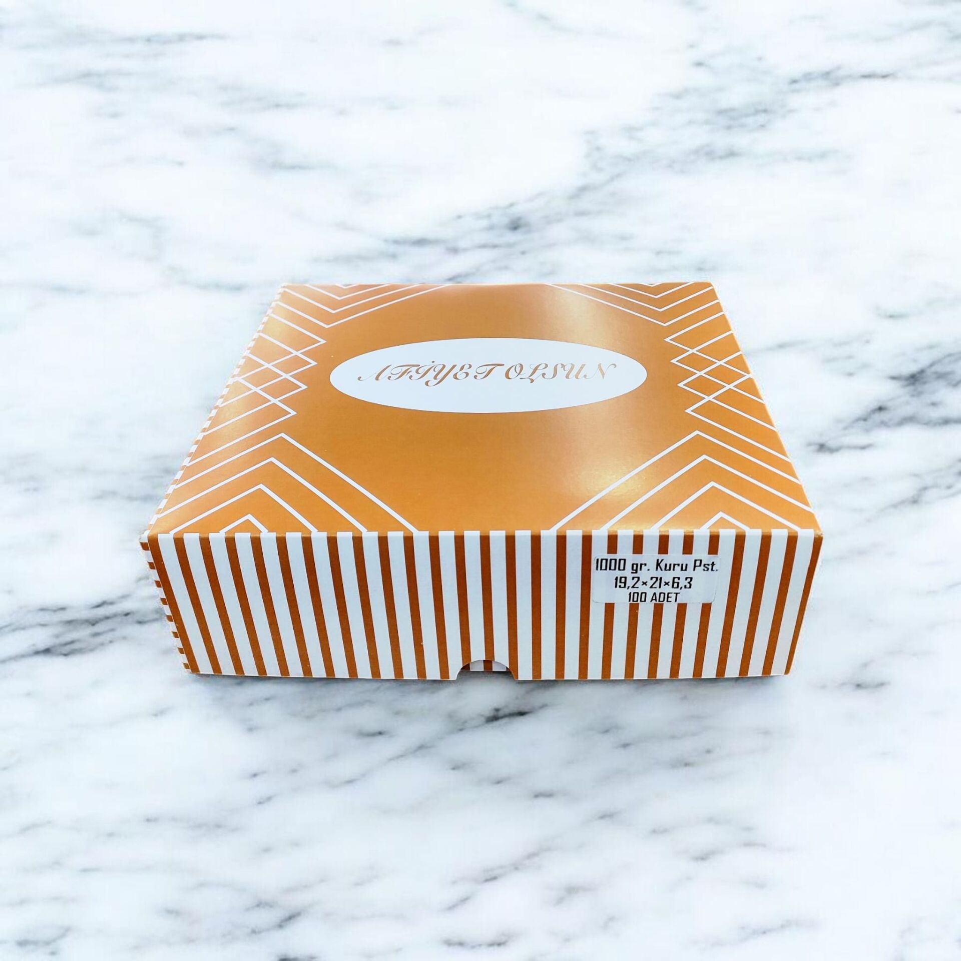 AFİYET OLSUN FOLYOLU KURU PASTA KUTUSU 1 KG ( 21X20X6 CM ) 100 AD