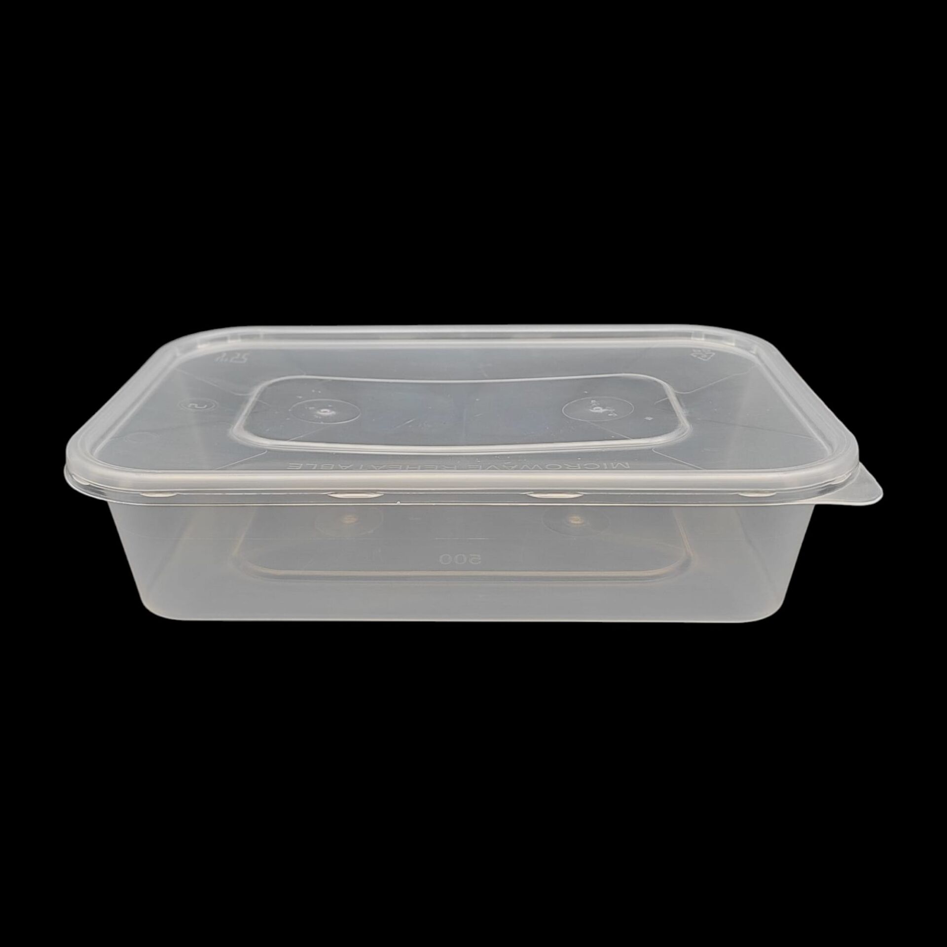 ŞEFFAF 500 CC DİKDÖRTGEN MİKRODALGA IML 26,5 GR KAP + KAPAK 250 ADET