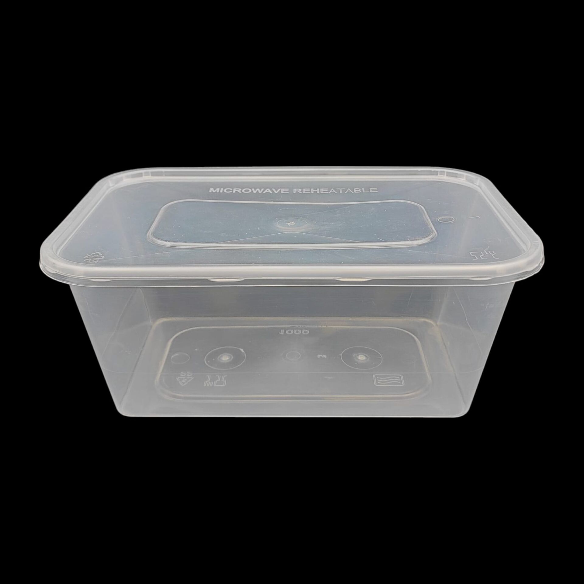 ŞEFFAF 1000 CC DİKDÖRTGEN MİKRODALGA IML 32,50 GR KAP + KAPAK 250 ADET