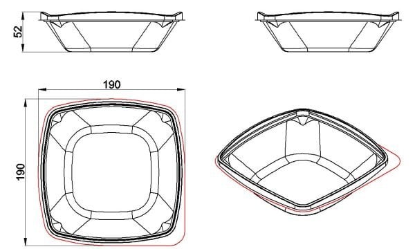 YEŞİL L-321-G LİMERA KARE SALATA GÖVDE 750 CC 300 ADET