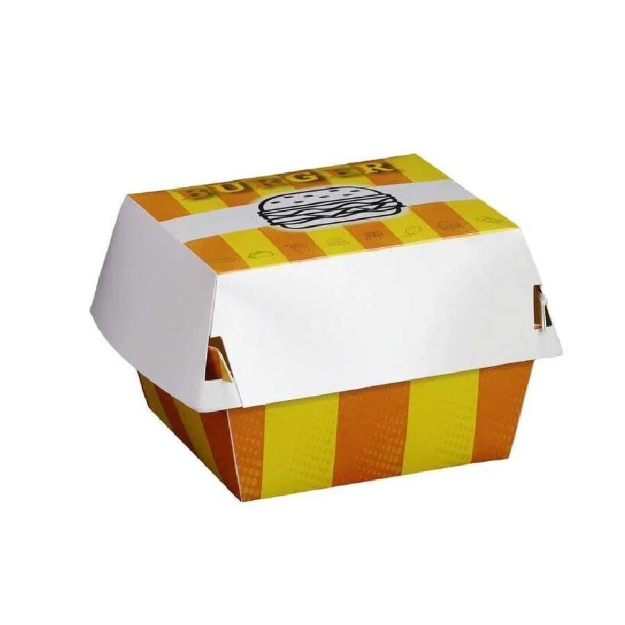 OREGO BASKILI HAMBURGER KUTUSU ( 12X12X8 ORTA BOY 150 ADET
