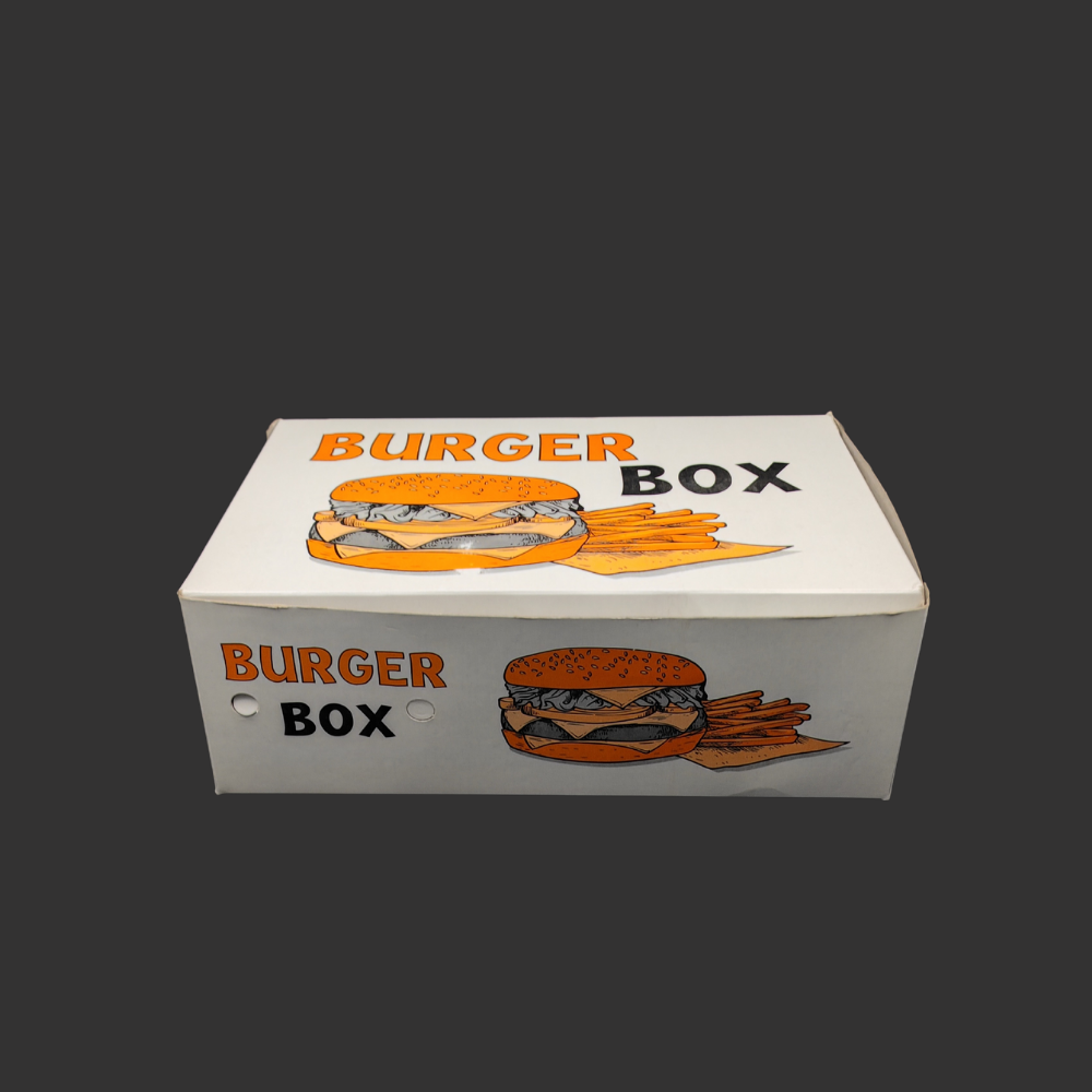 BEYAZ BASKILI BURGER KUTUSU BÜYÜK 100 ADET