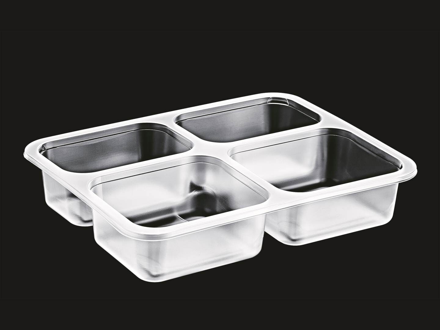 EL-475 DÖRT BÖLMELİ YEMEK KABI 227X178 MM 20 GR ŞEFFAF ELTRON 400 ADET