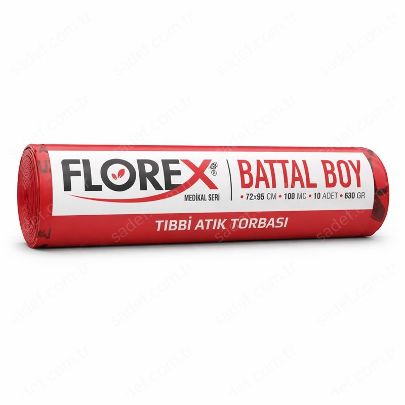 530 TIBBİ ATIK BATTAL BOY ÇÖP POŞETİ ( 72X95 CM ) 630 GR RL 10 AD X 10 RL 6,3 KG 100 MC KIRMIZI