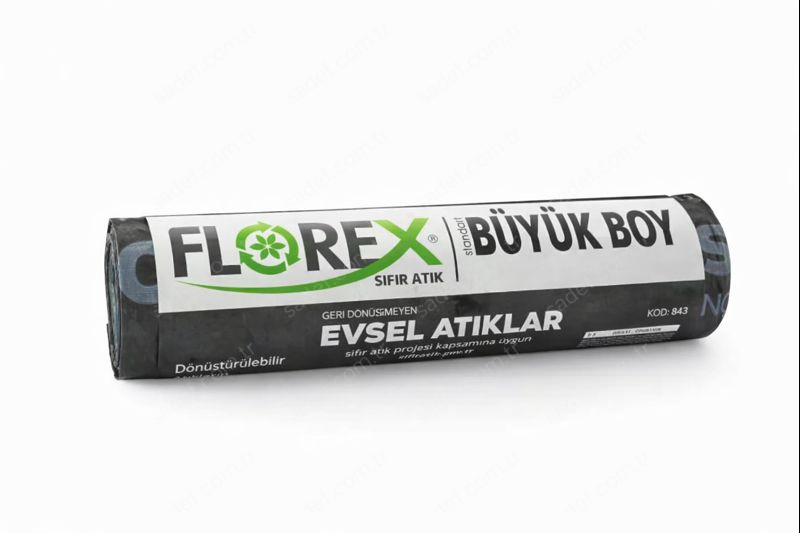 843 EVSEL ATIK BASKILI BÜYÜK ÇÖP POŞET 350 GR 10X20 AD 7 KG SİYAH