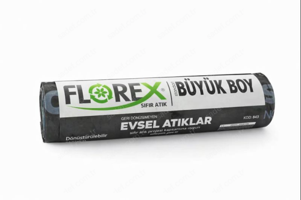 843 EVSEL ATIK BASKILI BÜYÜK ÇÖP POŞET 350 GR 10X20 AD 7 KG SİYAH