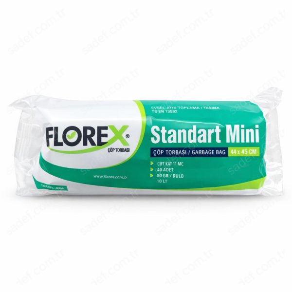 524 STD MİNİ ÇÖP POŞETİ ( 44X45 CM ) 80 GR RL 40 AD X 50 RL 4 KG 11 MC 20 LT BEYAZ