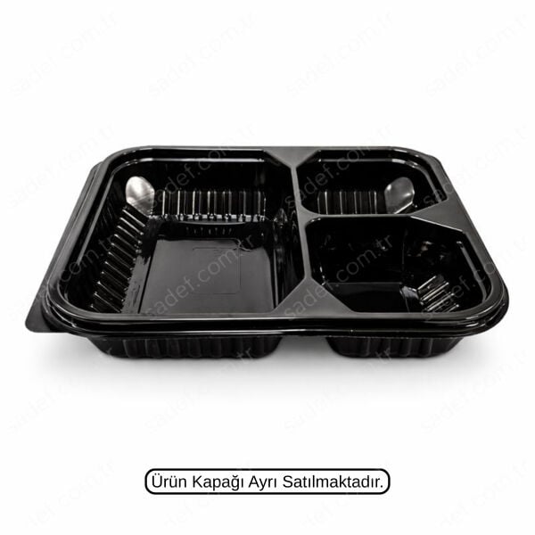 EL378 3 BÖLMELİ PP SICAK GIDA KABI 21 GR ELTRON SİYAH 300 ADET