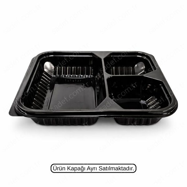 EL378 3 BÖLMELİ PP SICAK GIDA KABI 21 GR ELTRON SİYAH 300 ADET