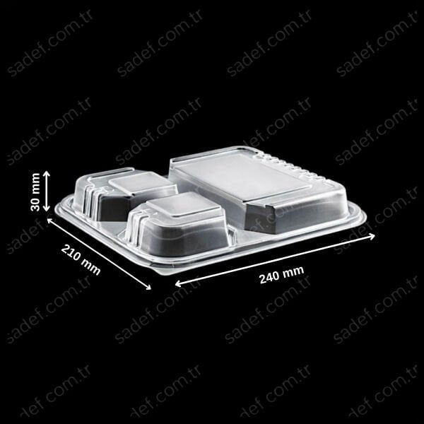 KAPAK ÜÇ BÖLMELİ MICROWAVE  18 GR ŞEFFAF ELTRON 300 ADET