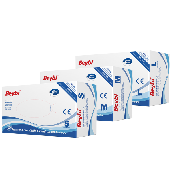 BEYBİ MAVİ NİTRİL ELDİVEN MEDİUM 100 AD