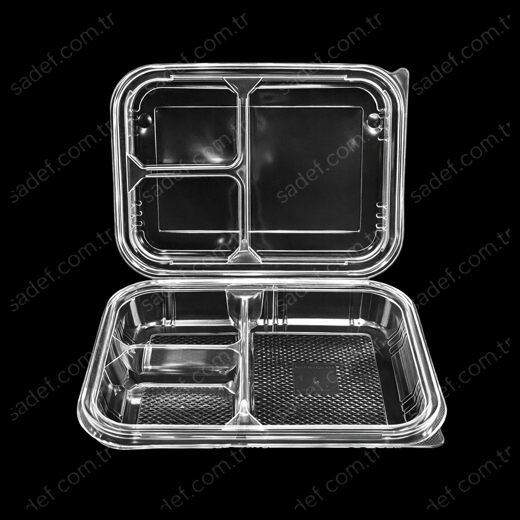 SERPET 3 BÖLMELİ KENDİNDEN KAPAKLI KEBAP KAP ŞEFFAF 50 GR 75 ADET