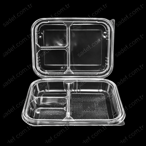 SERPET 3 BÖLMELİ KENDİNDEN KAPAKLI KEBAP KAP ŞEFFAF 50 GR 75 ADET