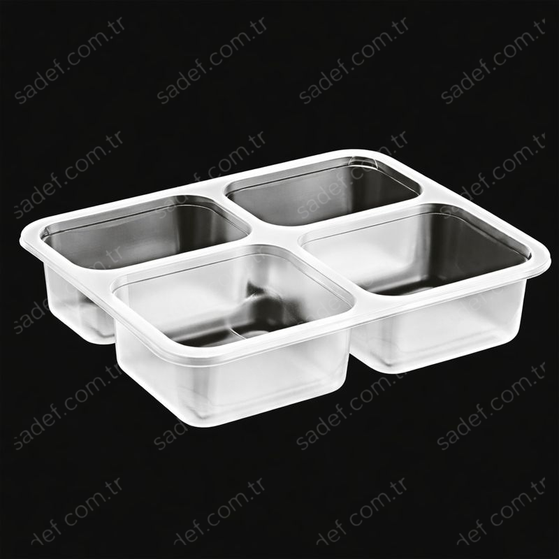 EL-475 DÖRT BÖLMELİ YEMEK KABI 227X178 MM 20 GR ŞEFFAF ELTRON 400 ADET