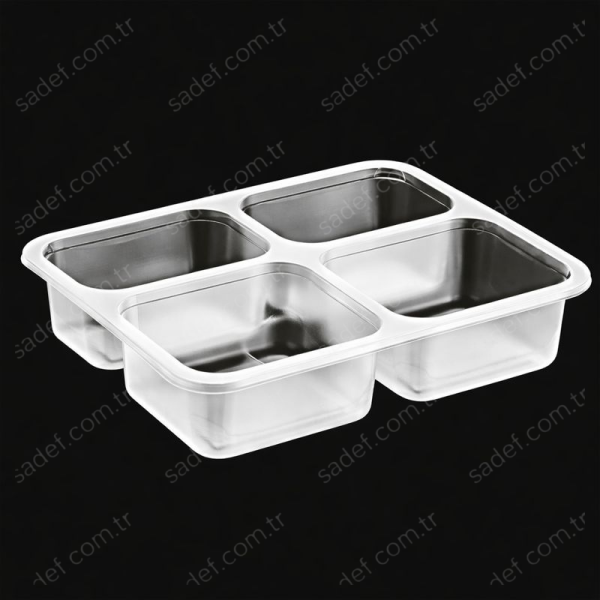 EL-475 DÖRT BÖLMELİ YEMEK KABI 227X178 MM 20 GR ŞEFFAF ELTRON 400 ADET