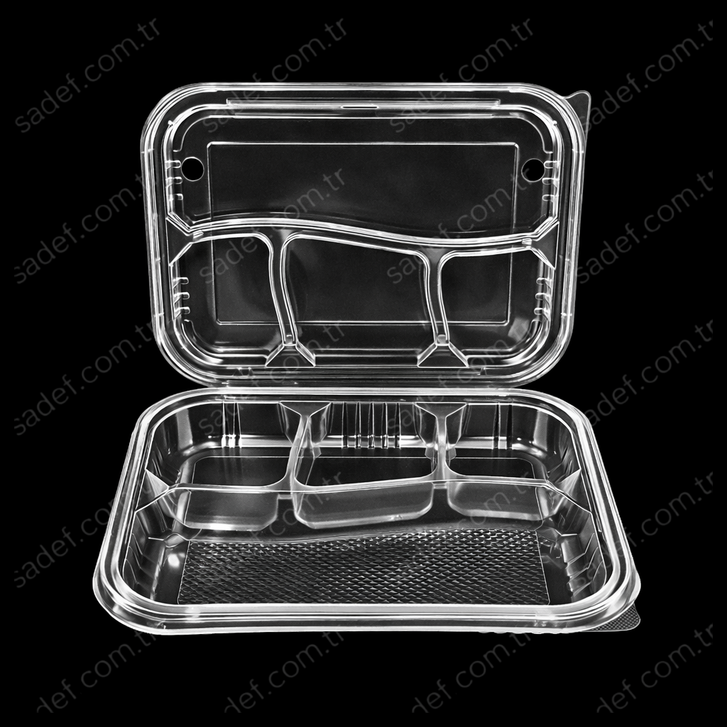 SERPET 4 BÖLMELİ KENDİNDEN KAPAKLI KEBAP KAP ŞEFFAF 50 GR 75 ADET