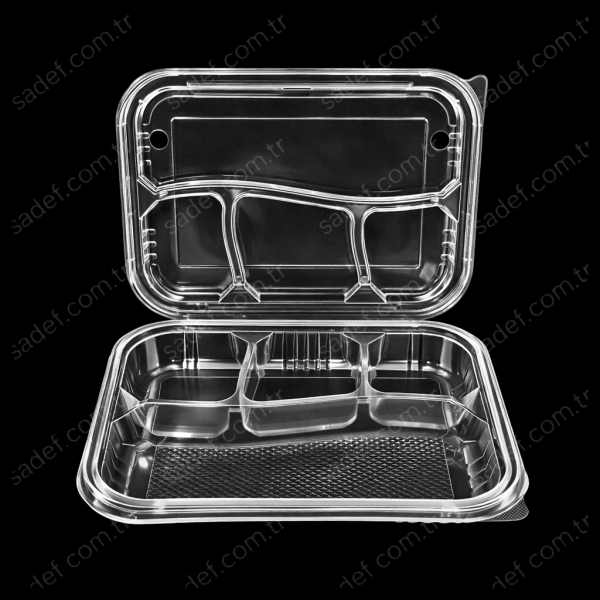 SERPET 4 BÖLMELİ KENDİNDEN KAPAKLI KEBAP KAP ŞEFFAF 50 GR 75 ADET