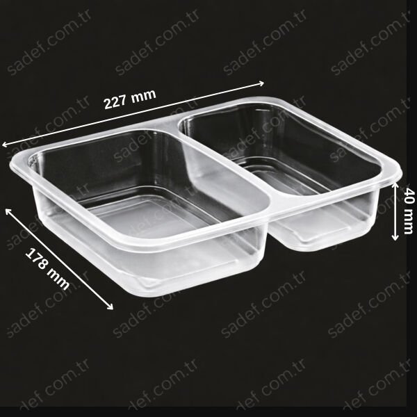 EL-477 İKİ BÖLMELİ VAKUM KABI 227X178 MM 20 GR ŞEFFAF ELTRON 400 ADET