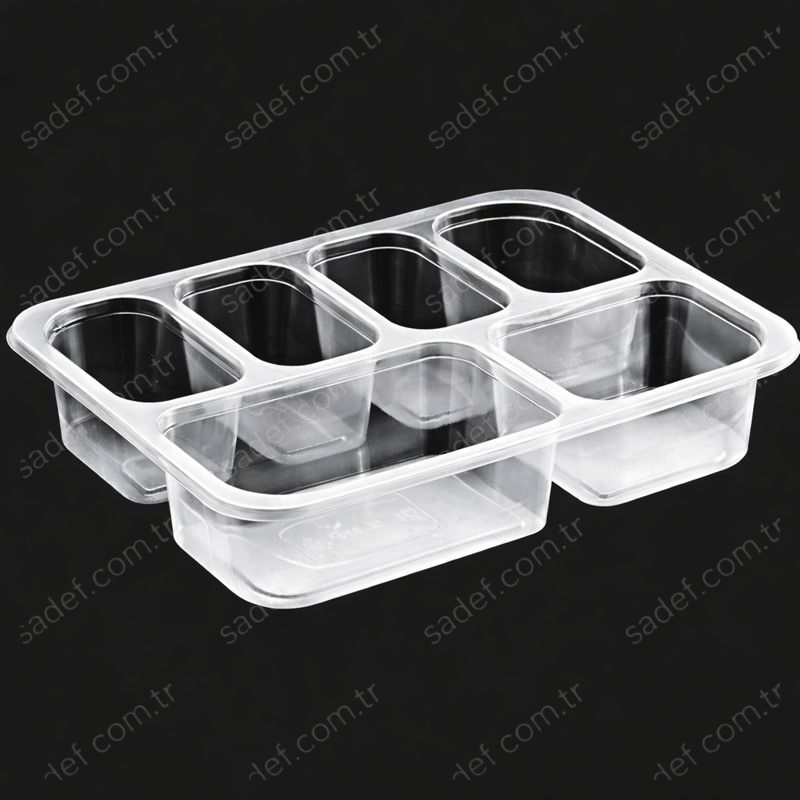 EL-479 ALTI BÖLMELİ YEMEK KABI 227X178 MM 20 GR ŞEFFAF ELTRON 400 ADET