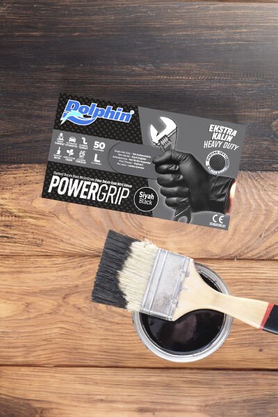DOLPHİN POWER GRIP EKSTRA KALIN ELDİVEN SİYAH LARGE 50 ADET