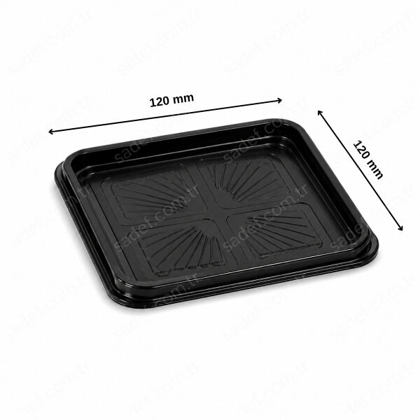 YAŞ PASTA PET KARE KASE 120X120X20 9,5 GR SİYAH SERPET 450 ADET