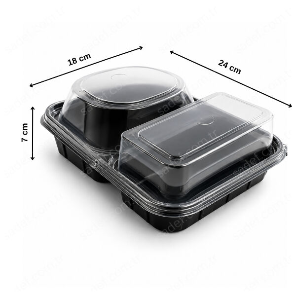 FT280+FT281 2 BÖLMELİ PP HAMBURGER KABI+KAPAK FOLYOTERM 36 GR 180 ADET