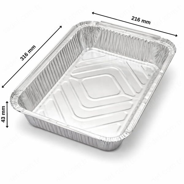 KÜÇÜK ALÜMİNYUM DİKDÖRTGEN TEPSİ 2500 CC 100 ADET X 5 PAKET