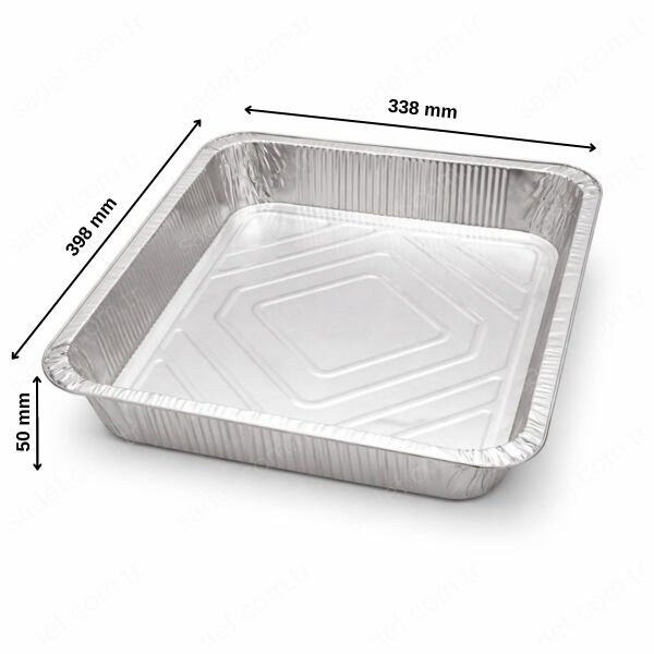 BÜYÜK ALÜMİNYUM DİKDÖRTGEN TEPSİ 5000 CC 100 ADET X 2 PAKET