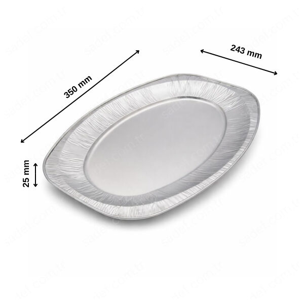 KÜÇÜK ALÜMİNYUM OVAL TEPSİ ( 350 X 243 X 25 MM ) 100 ADET