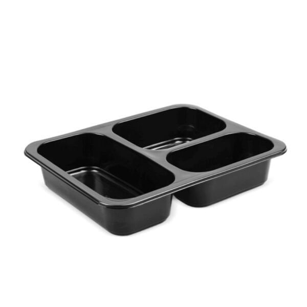 SİYAH FT 370 3 BÖLMELİ ÜST FİLM YAPIŞTIRMALI YEMEK KABI FOLYOTERM 21 GR 400 ADET