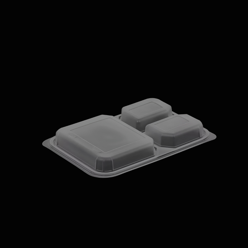 FT291 FOLYOTERM 3 BÖLMELİ YEMEK KABI KAPAK ŞEFFAF 400 ADET