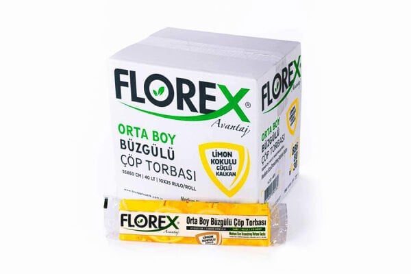 401 LİMON ORTA BÜZGÜLÜ ÇÖP POŞET 130 GR 10X25 AD 3,25 KG 43 MC