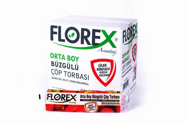 402 ÇİLEK ORTA BÜZGÜLÜ ÇÖP POŞET 130 GR 10X25 AD 3,25 KG 43 MC
