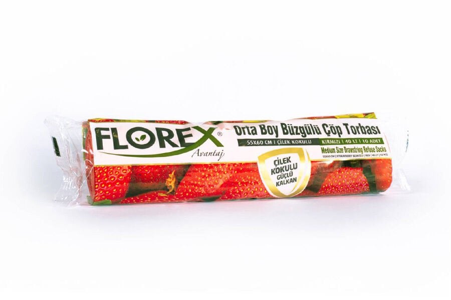 402 ÇİLEK ORTA BÜZGÜLÜ ÇÖP POŞET 130 GR 10X25 AD 3,25 KG 43 MC