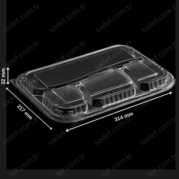 ELTRON 4 BÖLMELİ KEBAP KAP ŞEFFAF KAPAK 25 GR 100 ADET