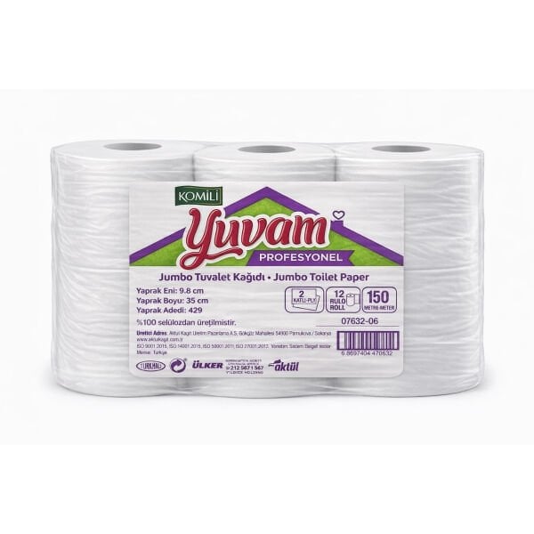 PRO KOMİLİ MİNİ JUMBO TUVALET KAĞIDI ( 9,8 CM ) 150 M 12 AD 6,2 KG