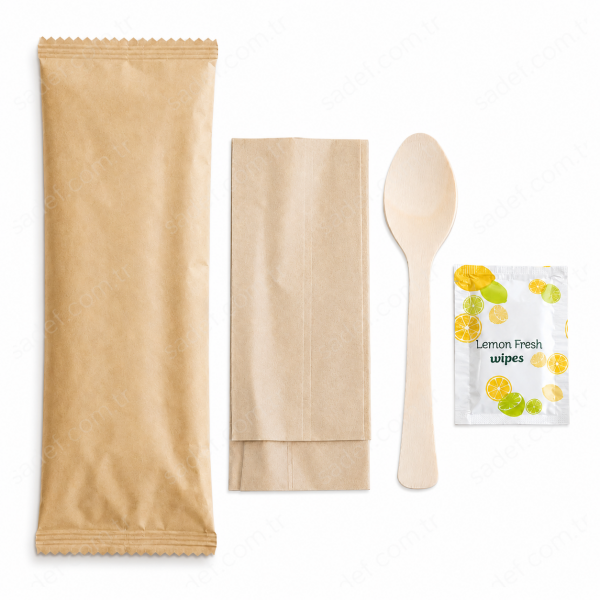 3 LÜ ORGANİK AHŞAP SET KAŞIK+PEÇETE+MENDİL 235 ADET