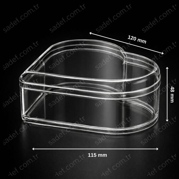 MAY336 KRİSTAL KALP KUTU 280 CC ŞEFFAF 180 ADET