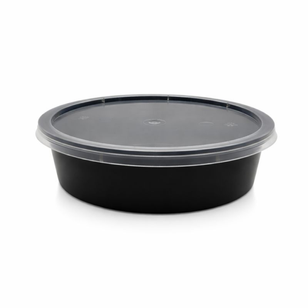 250 CC ( 8 OZ ) YUVARLAK MİKRODALGA IML SİYAH 14 GR KAP + KAPAK 500 ADET