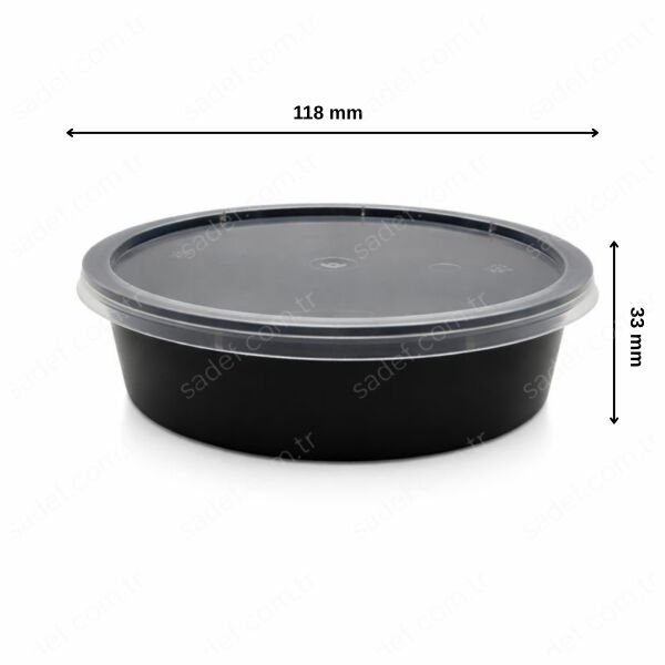250 CC ( 8 OZ ) YUVARLAK MİKRODALGA IML SİYAH 14 GR KAP + KAPAK 500 ADET