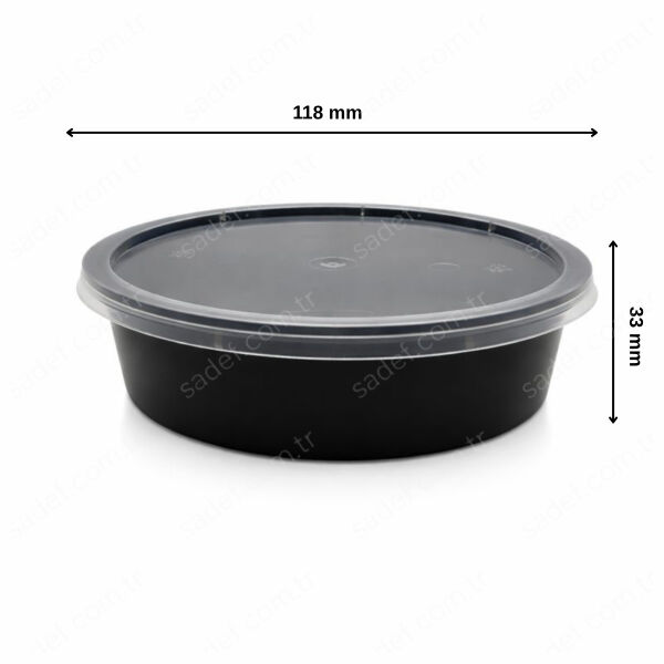 250 CC ( 8 OZ ) YUVARLAK MİKRODALGA IML SİYAH 14 GR KAP + KAPAK 500 ADET