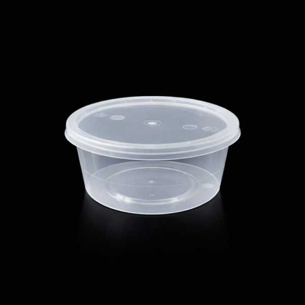 ŞEFFAF 350 CC ( 12 OZ ) YUVARLAK MİKRODALGA IML 15,50 GR KAP + KAPAK 500 ADET