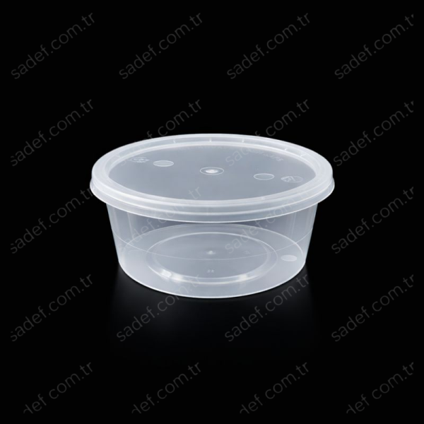ŞEFFAF 350 CC ( 12 OZ ) YUVARLAK MİKRODALGA IML 15,50 GR KAP + KAPAK 500 ADET