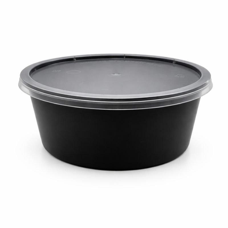 350 CC ( 12 OZ ) YUVARLAK MİKRODALGA IML SİYAH 15,50 GR KAP + KAPAK 500 ADET