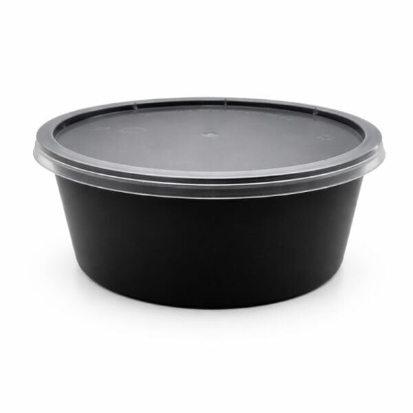 350 CC ( 12 OZ ) YUVARLAK MİKRODALGA IML SİYAH 15,50 GR KAP + KAPAK 500 ADET