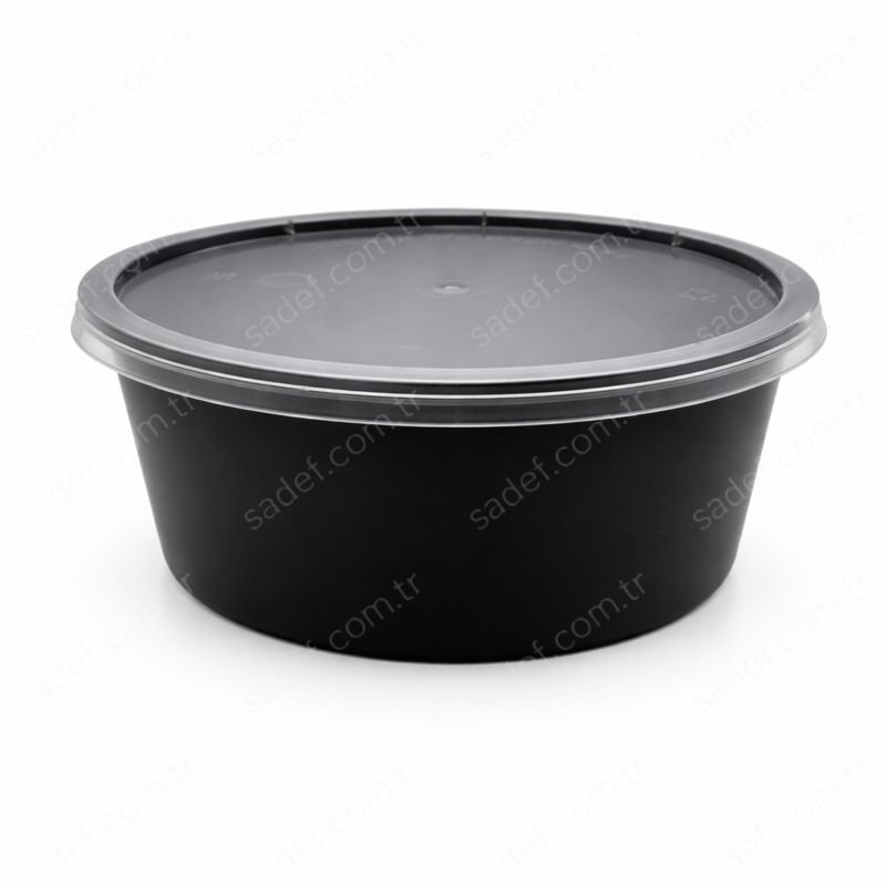 350 CC ( 12 OZ ) YUVARLAK MİKRODALGA IML SİYAH 15,50 GR KAP + KAPAK 500 ADET