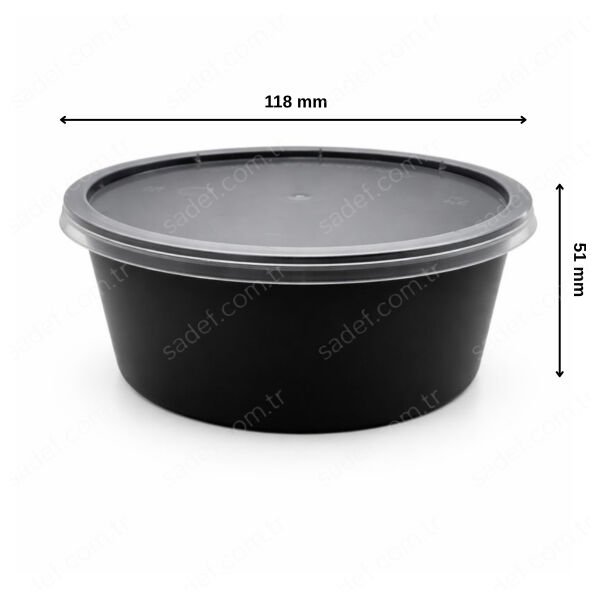 350 CC ( 12 OZ ) YUVARLAK MİKRODALGA IML SİYAH 15,50 GR KAP + KAPAK 500 ADET