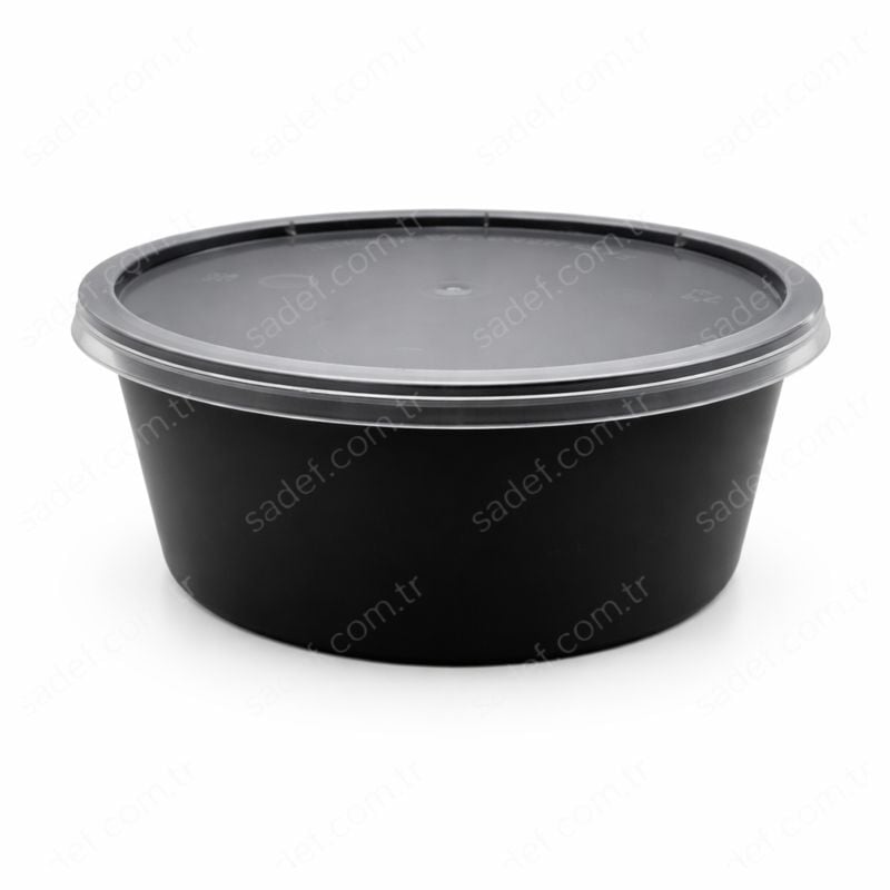 350 CC ( 12 OZ ) YUVARLAK MİKRODALGA IML SİYAH 15,50 GR KAP + KAPAK 500 ADET