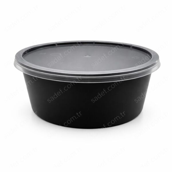 350 CC ( 12 OZ ) YUVARLAK MİKRODALGA IML SİYAH 15,50 GR KAP + KAPAK 500 ADET