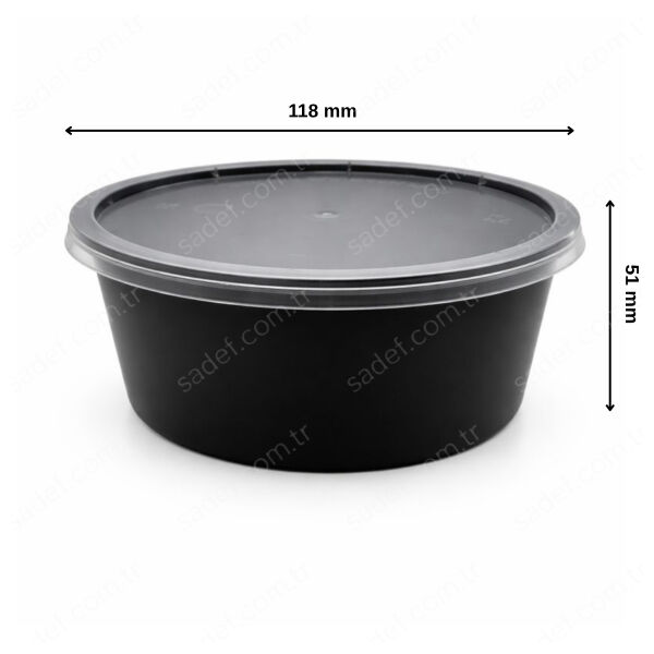 350 CC ( 12 OZ ) YUVARLAK MİKRODALGA IML SİYAH 15,50 GR KAP + KAPAK 500 ADET